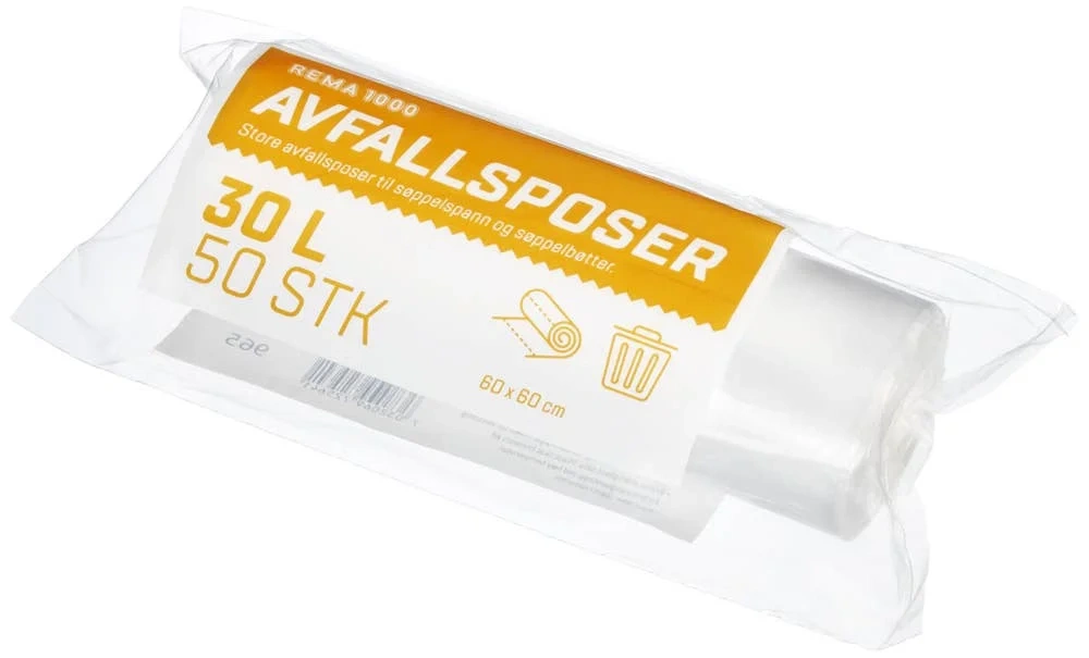 Tynne avfallsposer 30l 50 stk