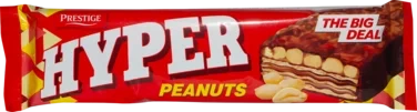 Vaffel Hyper Peanøtt Overtrukket med Kakaoglasur og Kakaokrem 50g Prestige