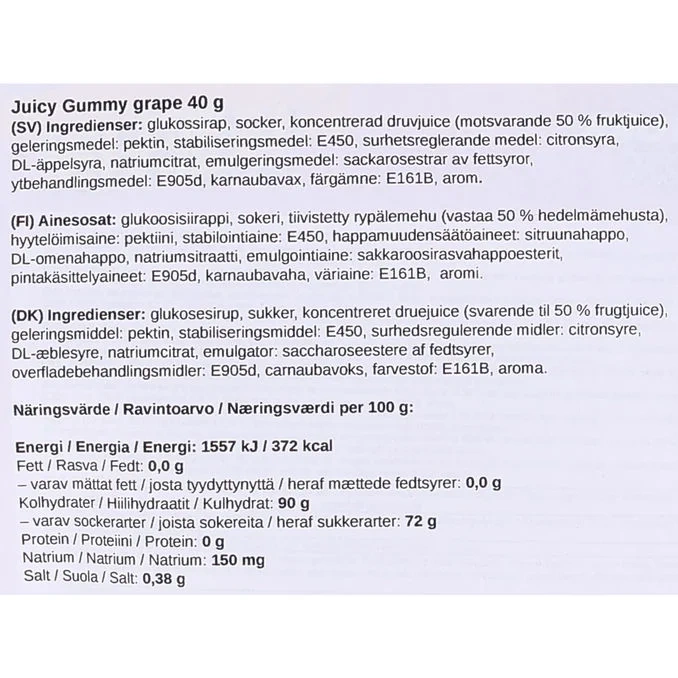 Godis Juicy Gummy Vindruvor