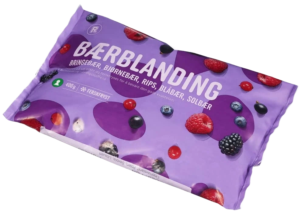 Bærblanding Med bringebær, bjørnebær, rips, blåbær og solbær, 400 g