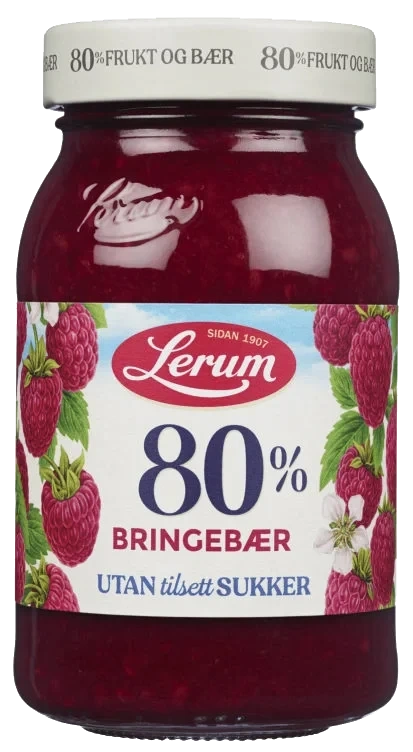 Bringebærsyltetøy U/sukker 330g Lerum