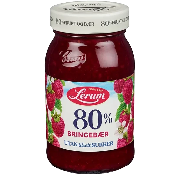 Bringebærsyltetøy U/sukker 330g Lerum