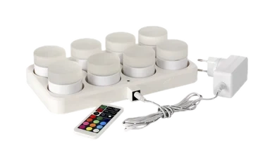 Minilamp Led Oppladbare Lys 48x50mm m/Ladestasjon 8lys