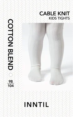 Kids' Cable Knit Tights, Off-white, 98-104