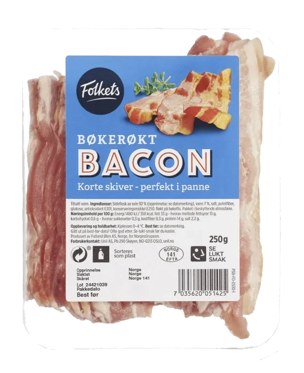 Bacon Bøkerøkt skivet 250g Folkets