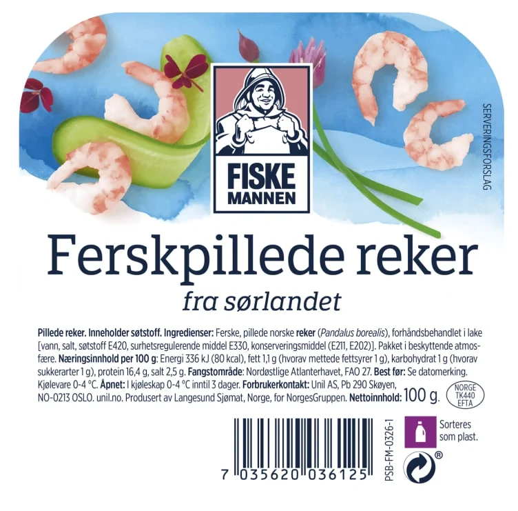 Reker Pillede Ferske 100g Fiskemannen