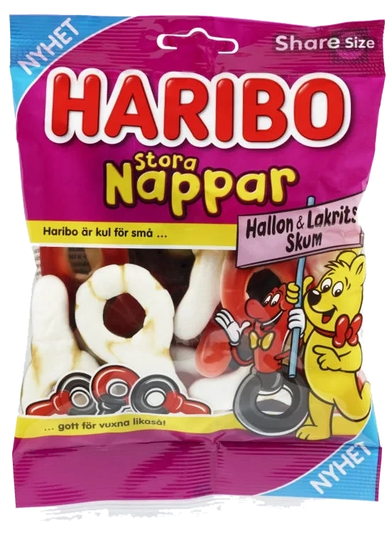 Nappar Stora Hallon/Lakris&Skum 170g Haribo