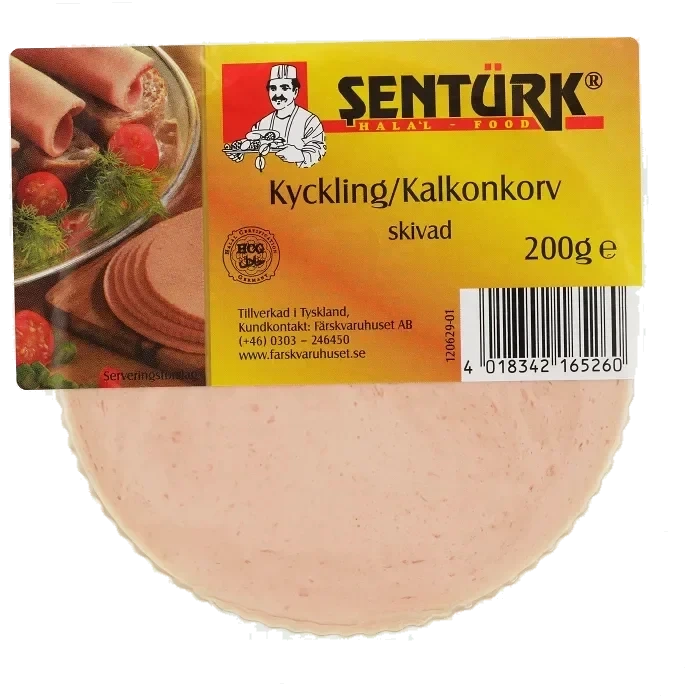 Kyckling Kalkonkorv skivad 200g Sentürk