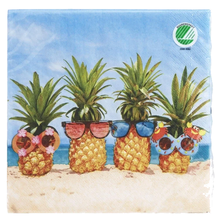 Serviett Ananas 3lags 20stk Sommervibber