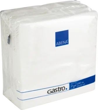 Barserviett, Abena Gastro, 2-lags, 1/4 Fold, 24x24cm, Hvit, Nyfiber
