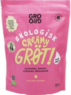 Pulvergrøt Creamy Banan&Bringebær 300g Grogro