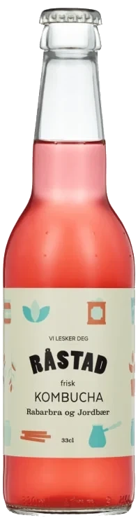 Kombucha Rabarbra&Jordbær 0,33l flaske
