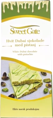 Hvit Dubai Sjokolade med Pistasj 80g X 24stk