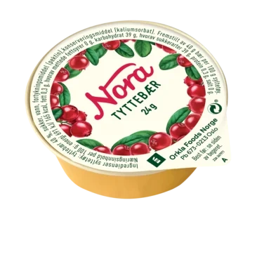 Tyttebærsylt Porsj 24g Nora