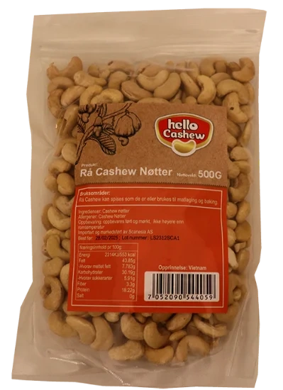 Rå Cashew Nøtter 500g