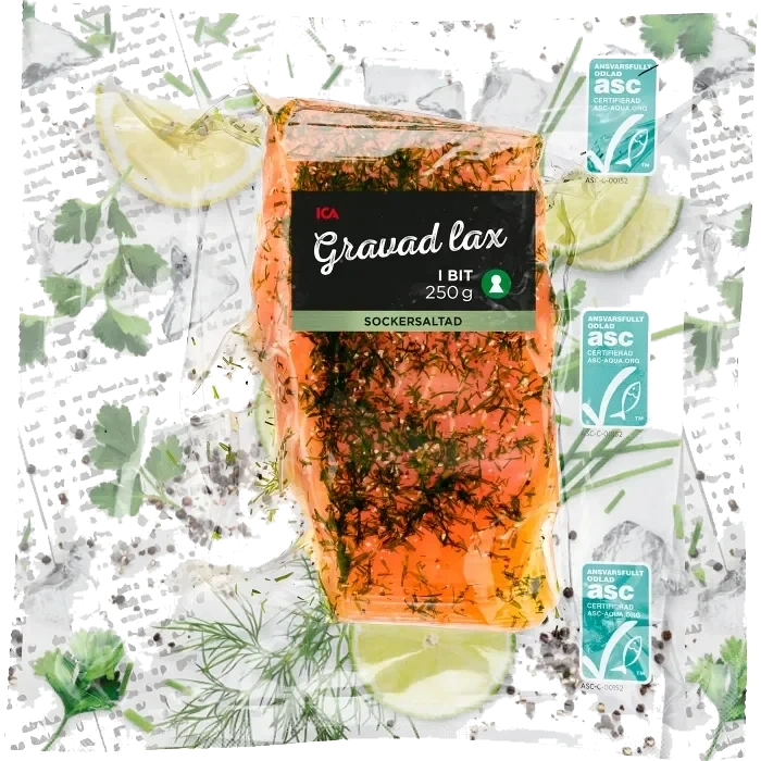 Lax Färsk Gravad i bit 250g Miljömärkt ICA
