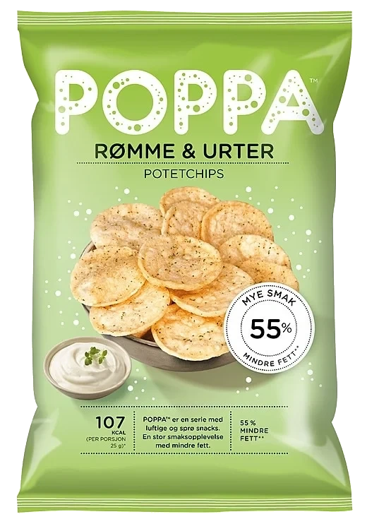 Poppa Chips Rømme&Urter 80g