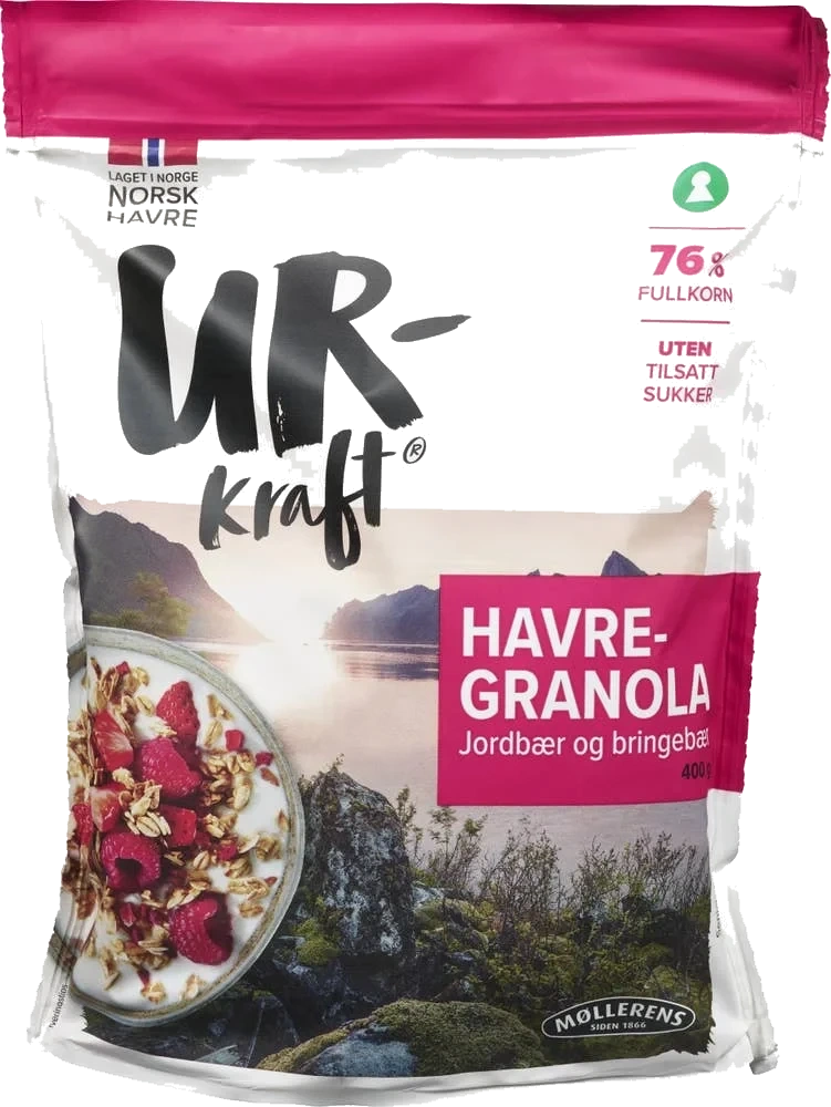 Urkraft Havregranola Jordbær og Bringebær
