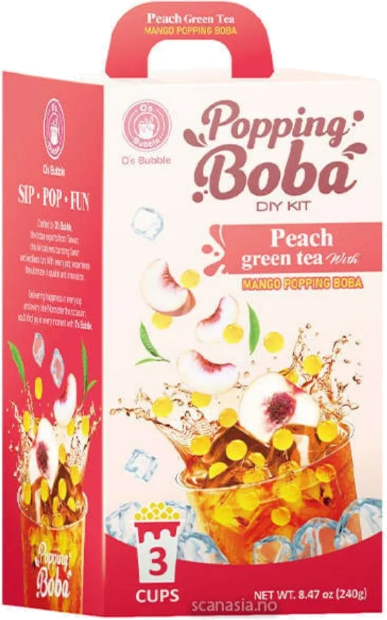 O's Bubble Popping Boba Kit Fersken 240g