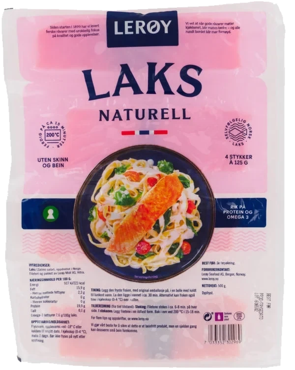 Laksefilet Porsjoner u/Skinn 4x125g Lerøy