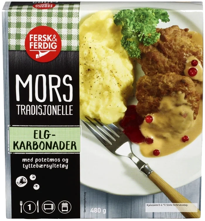 Elgkarbonader m/Potetmos 480g Fersk&Ferdig