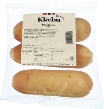 Pølsebrød Glutenfri 3 stk 140 Gr (8)