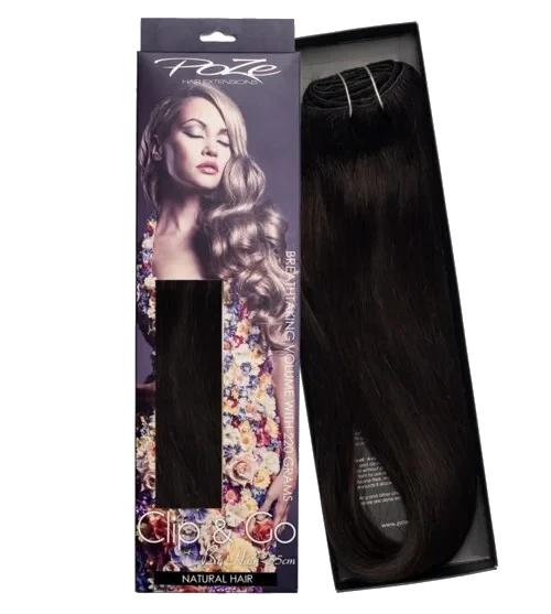 Poze Hairextensions Poze Clip&Go Løshår Miss Volume 55cm 7stk 1B Midnight Brown