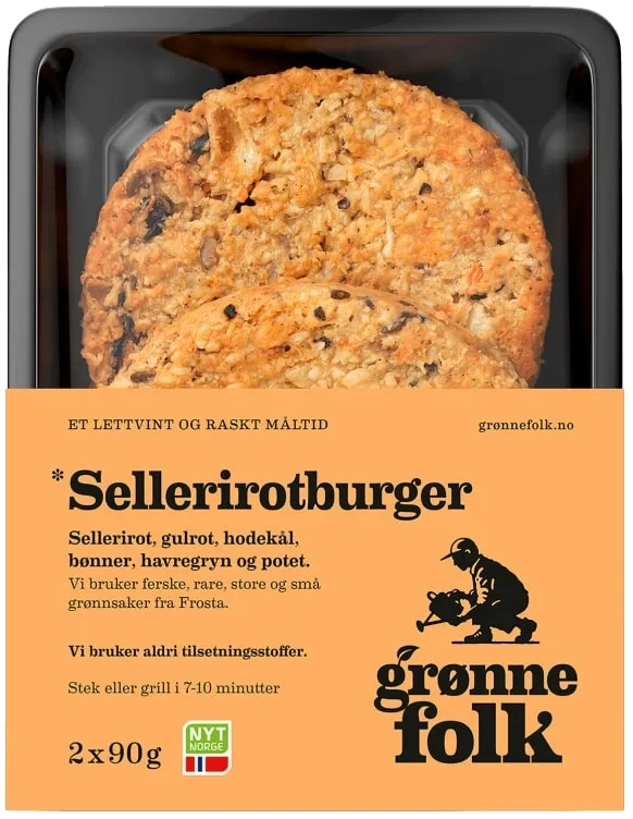 GRØNNE FOLK Sellerirotburger av Ferske Norske Grønnsaker 180g X 6 X 240