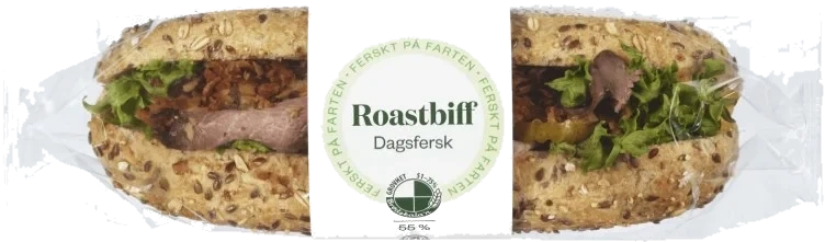 Baguette Grov Roastbiff 215g Bakehuset