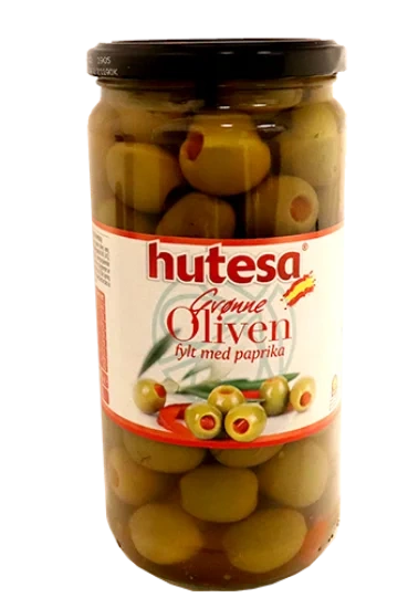 Grønne oliven m/Paprika 700g