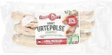 Urtepølse Gourmet Urøkt 230g Toten Kjøtt