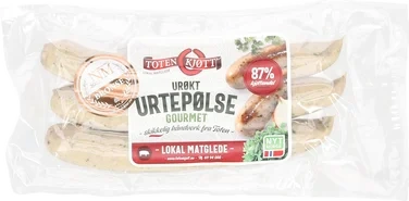 Urtepølse Gourmet Urøkt 230g Toten Kjøtt
