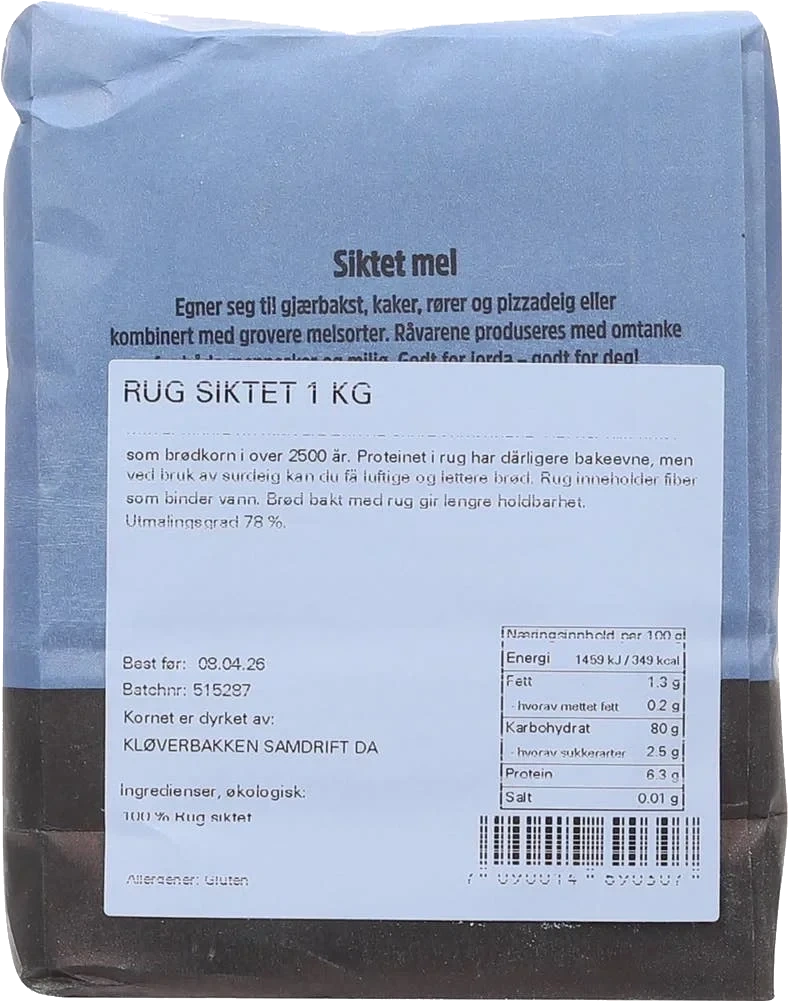 Økologisk rugmel