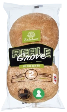 Burgerbrød Grove 2stk 160g Reale