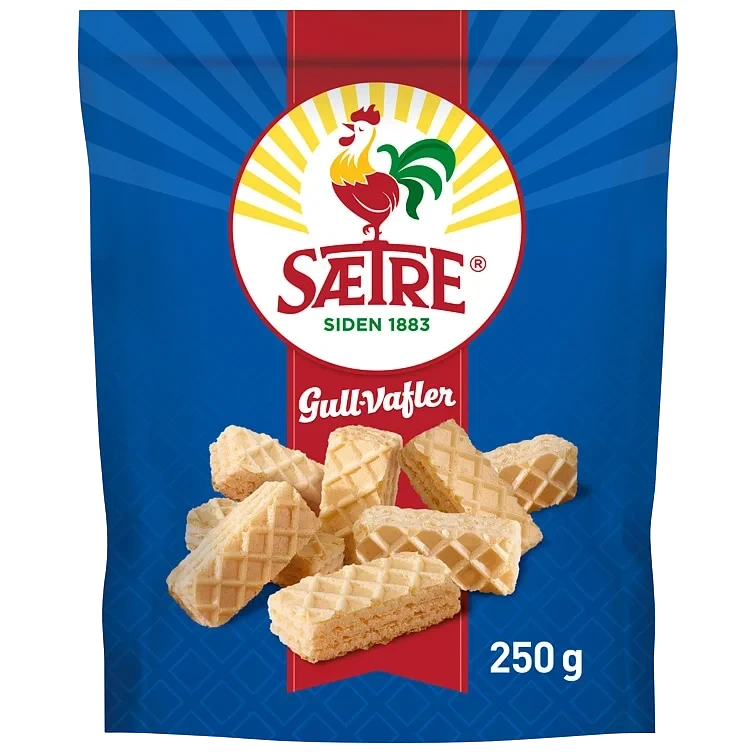 Gullvafler Doble Vanilje 250g Sætre Eske 12stk