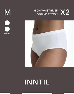 High Waist Brief, 2-pk, White, m