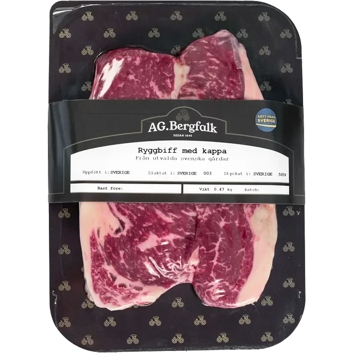 Ryggbiff med kappa skivad ca 400g AG Bergfalk