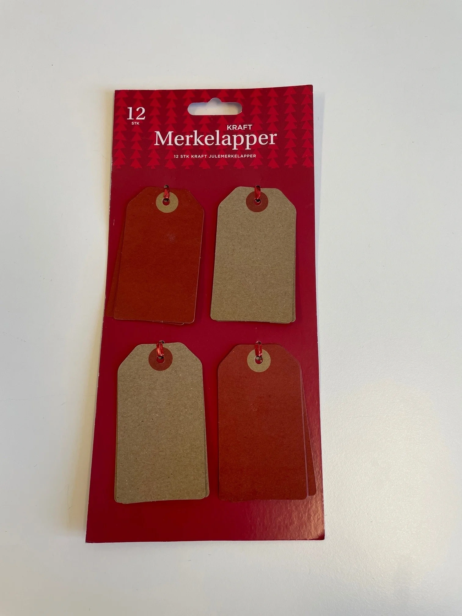 Merkelapper Kraftpapir Rød/Brun 12stk