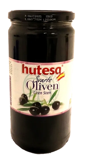 Hutesa Svarte Oliven U/Sten 690g