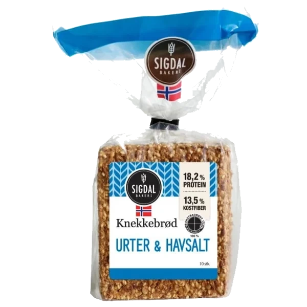 Knekkebrød Urter&havsalt 220g Sigdal