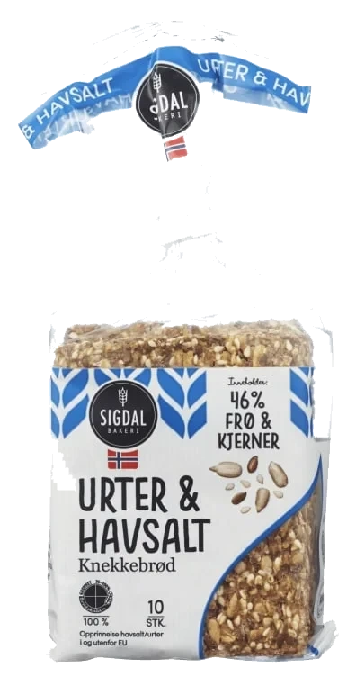 Knekkebrød Urter&Havsalt 220g Sigdal