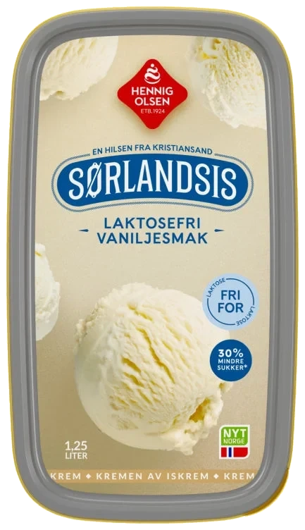 Sørlandsis Vanilje Laktosefri 1,25l