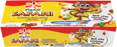 Yoplait Safari Yoghurt med Mango, Jordbær, Vanilje og Banan 8x125g