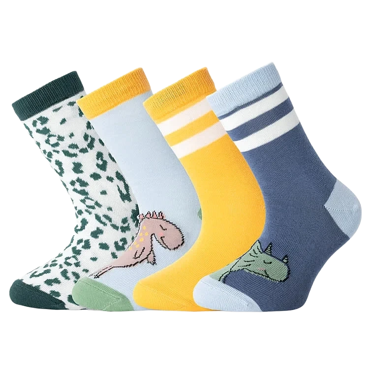 Basic Socks X4 Dino/leo/stripe 25-28