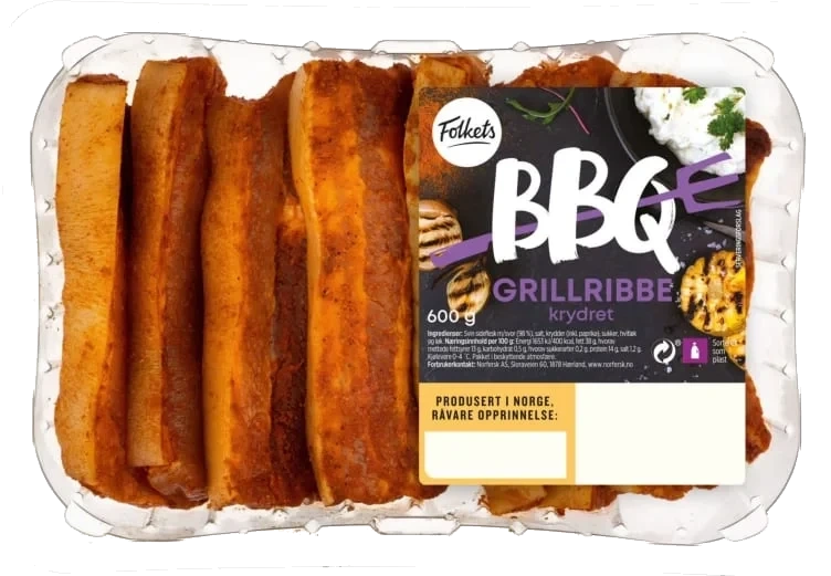 Svin Grillribbe Krydret 600g Folkets
