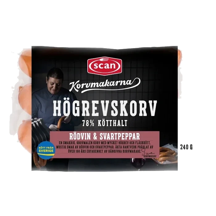Högrevskorv Rödvin & Svartpeppar 78% Kötthalt 240g Korvmakarna Scan