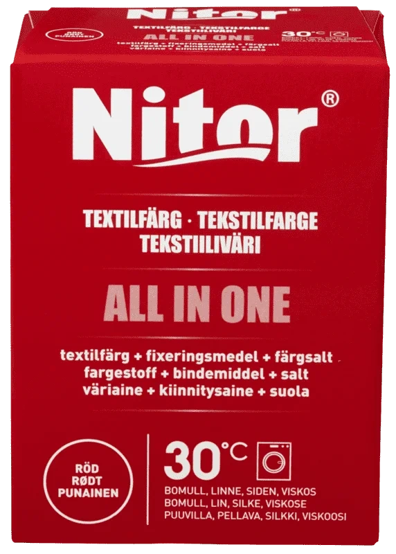 Nitor All in One Tekstilfarge Rød