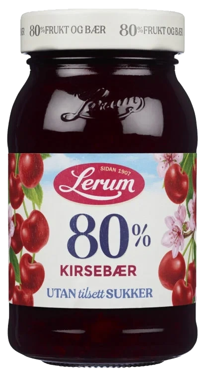 Kirsebærsyltetøy Utan Tilsett Sukker 340g Lerum