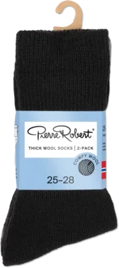 Thick Wool Socks Kids X2 Black Grey 25-28