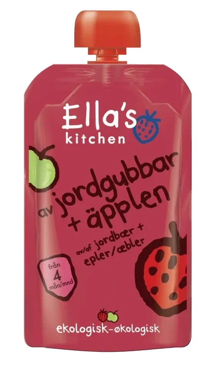 Jordbær&Eple Økol 4mnd 120g Ellas